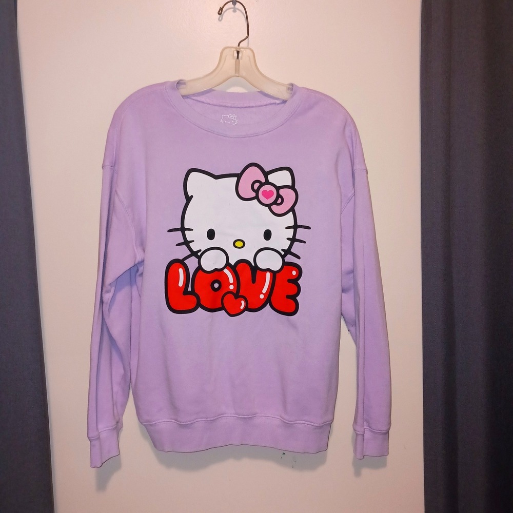 Sanrio Comfy Hello Kitty Love Sweatshirt Lavender Purple Medium Hybrid